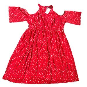 Yoins Women's Polka Dot Dress Casual Short Sleeve Midi Dress 3XL